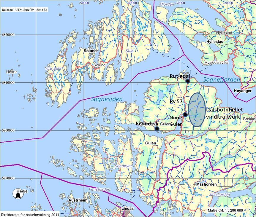 Dalsbotnfjellet vindkraftverk, samfunnsmessige konsekvenser Figur 2.1: Omgivelsene rundt vindparken av ringvirkninger, særlig transport av oppdrettsfisk, som ivaretas av Birkenes Auto.