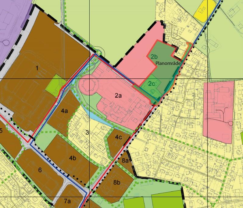 Figur 3: Utsnitt av kommunedelplan for Kleppe sentrum med planområde for Olav