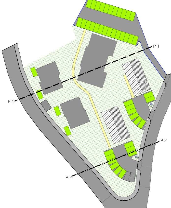 Utsnitt av illustrasjonsplan datert 15.08.07 m/markering av profiler (vedlegg 04) Medvirkning: Oppstart av planarbeidet ble annonsert i Trønder-Avisa og Levangeravisa den 26.04.07. Forslagstiller fikk på bakgrunn av dette to muntlige henvendelser fra potensiell kjøper av Odins veg 50 og eier av Odins veg nr.