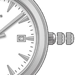 Når indikatoren angir at gangreserven er under ¼, bør uret enten trekkes opp eller brukes for å unngå at det stopper. Når uret trekkes opp, flytter gangreserveindikatoren seg med urviseren.
