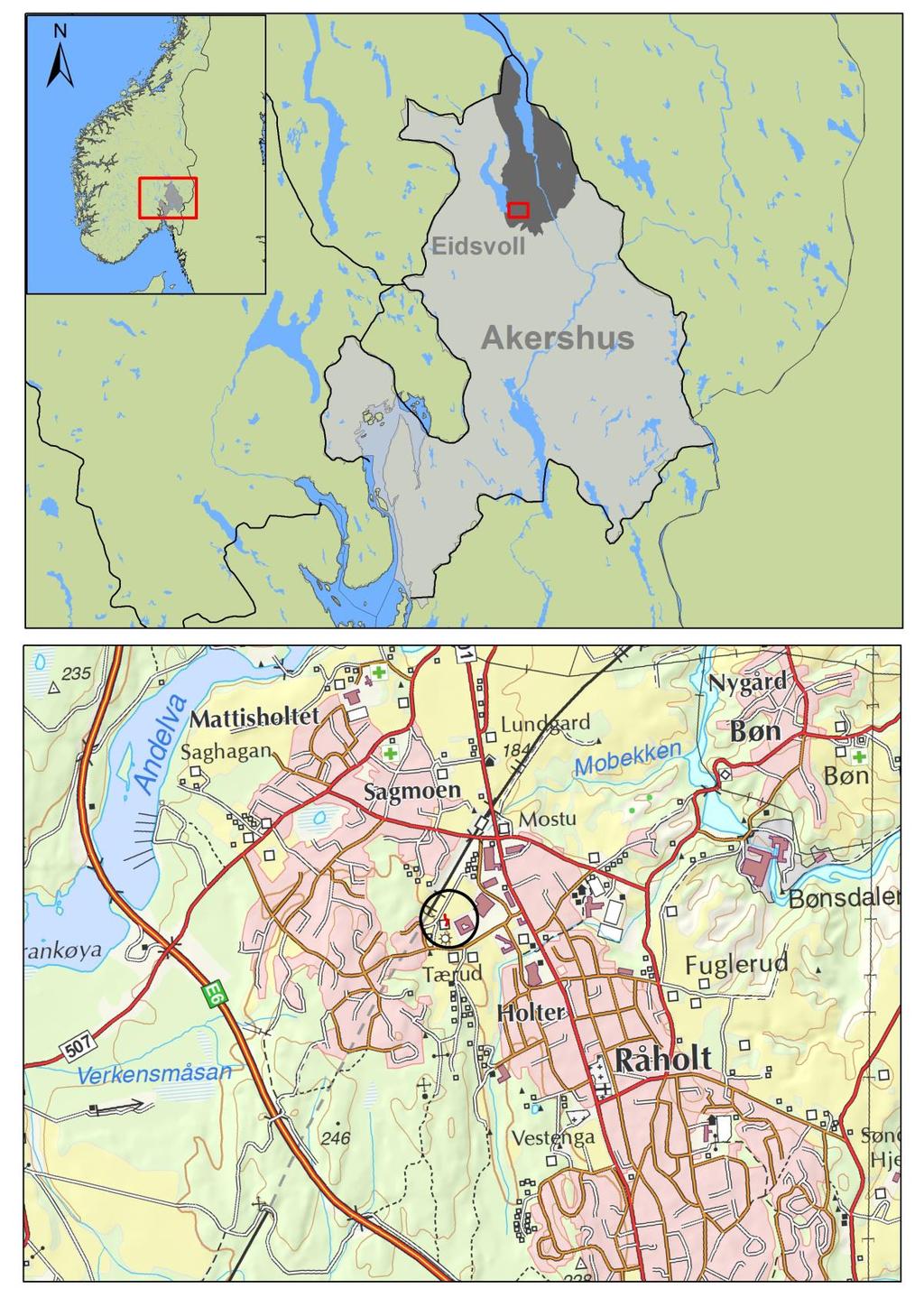 Figur 1: Oversiktskart over beliggenheten til lokaliteten.