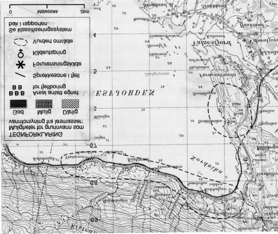 Fig. 1 Utsnitt av kartblad 2029 I Valnesfjord (M711) som viser de vurderte områdene i tilknytning til Kistrand og Brattåsvika.