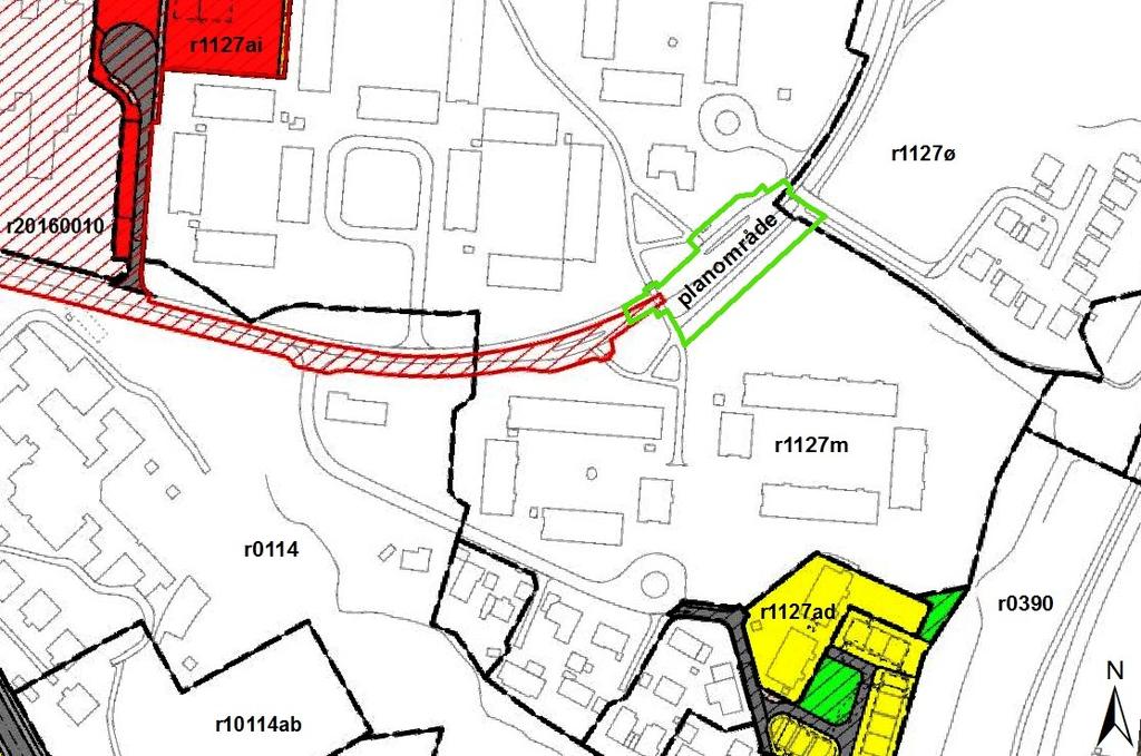 Side 3 Utsnitt av gjeldende reguleringsplaner og pågående planarbeid i området. Planområdet er vist med grønn strek.