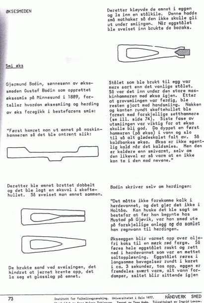 Figur 17 Faksimile - Smeden i eldre tid, AH Tobiassen Industri Vs Handverk. Ut ifra det jeg har vist så langt om økseproduksjon er det naturlig å gjøre en oppsummering rundt temaet.