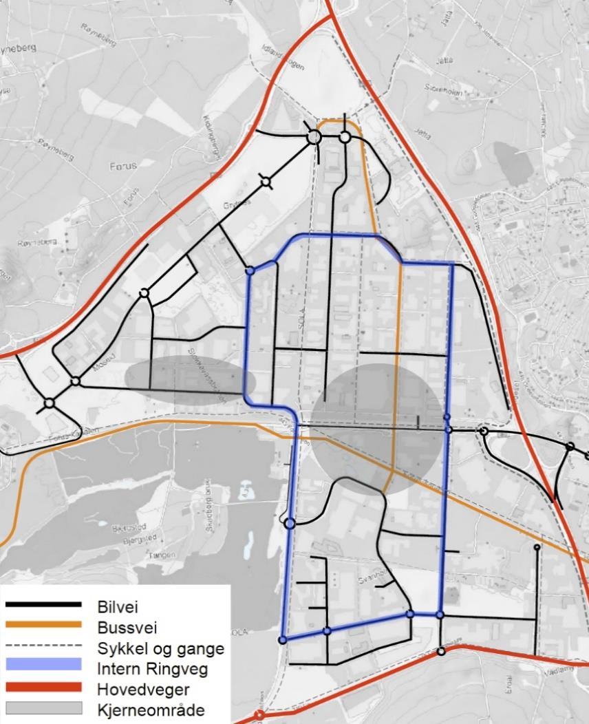 Et konkret innspill om å se på alternativ tilknytning av den indre ringvegen til overordnet vegnett i sør er ikke vurdert nærmere.