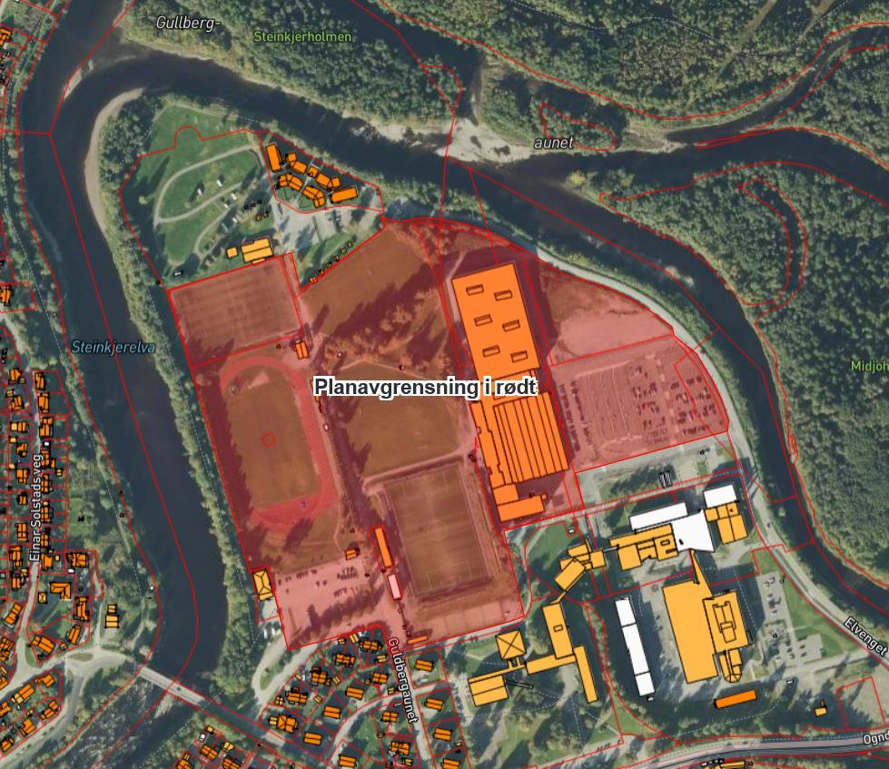 PLANAVGRENSNING Figur 1: Området som er i fokus er det arealet som her er inntegnet i rødt. Grensene kan bli justert som en del av prosessen.