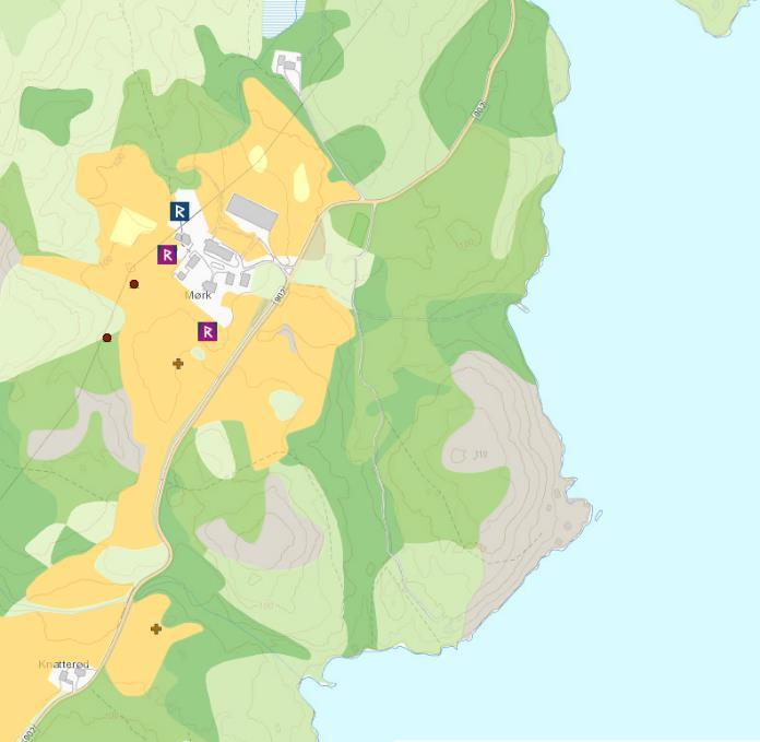 2.3. Risiko og sårbarhet Løsmassekart fra NGU viser at området til en stor grad består av fastfjell med noe innslag av «tynne strandavsetninger».