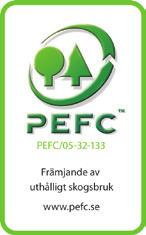 PEFC-sertifiseringen innebærer at vi oppfyller PEFCs kriterier for ansvarlig og bærekraftig skogbruk.