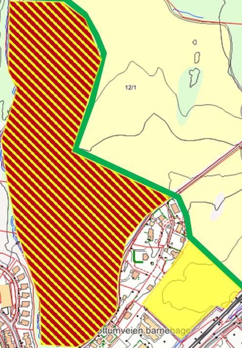 Områdeutnyttelse 70 90% Bolig Grøntareal blågrønn struktur Møteplasser Rekkefølgekrav: Skole skal sikres/påbegynnes før det gis