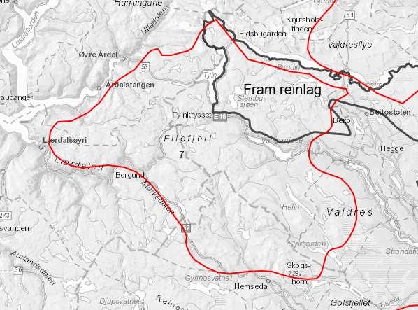 2.3 Analyseområde 7 Fram reinlag og Filefjell reinlag 2.3.1 Enkeltvis vurdering av tamreinlagene Fram Reinlag Analyseområde nr.