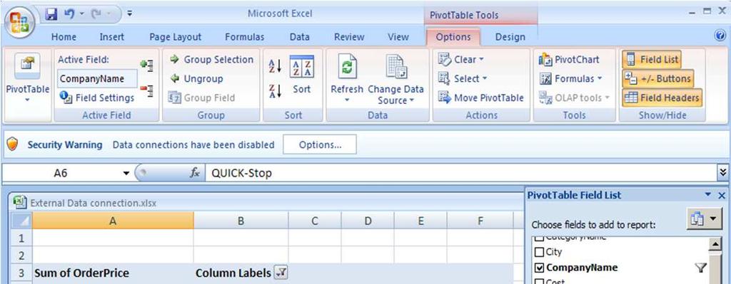 INFORMATION ANALYSIS Using Excel 2007 for BI Business requirement: I want to look at specific information Functional