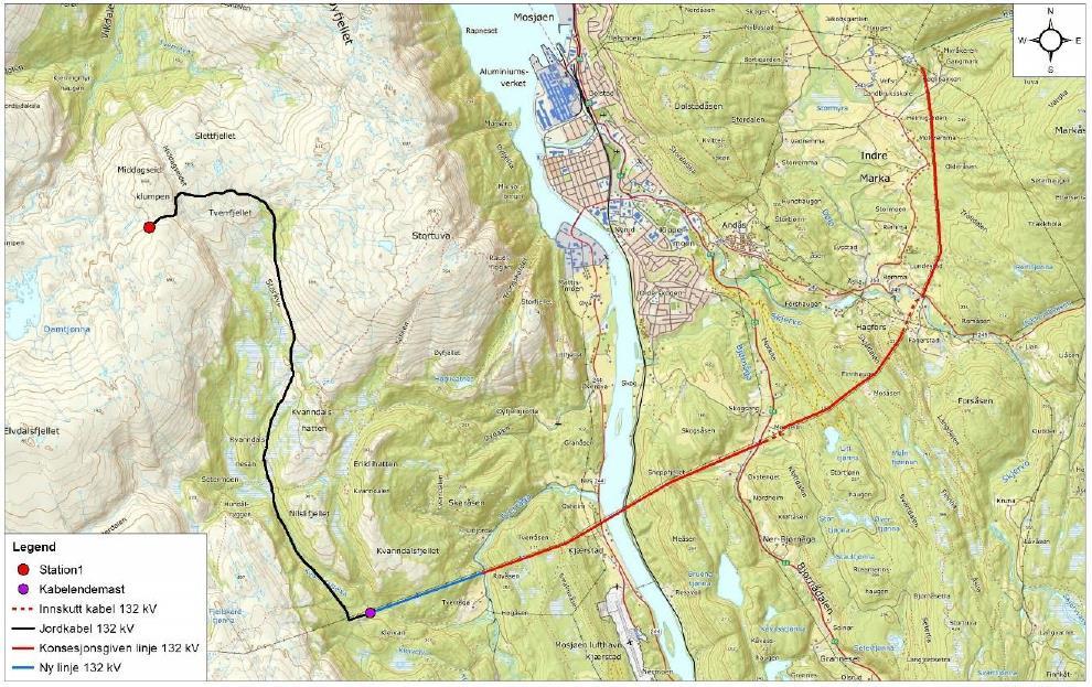 Side 5 transformatorstasjon, og det medfører ca. 1,6 km lengre ledning enn det de fikk konsesjon til. Samlet vil ledningen med de nye planene bli ca. 11,6 km.