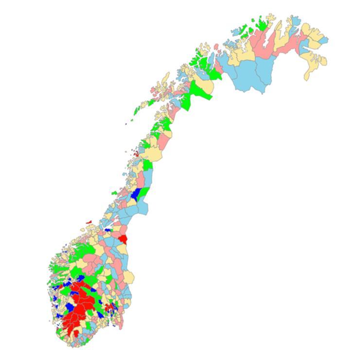 Skattenivå norske kommuner 2018 Skatt på formue og inntekt personer inkl. naturressursskatt 162,5 mrd. kr Skatt per innbygger 2018: kr.