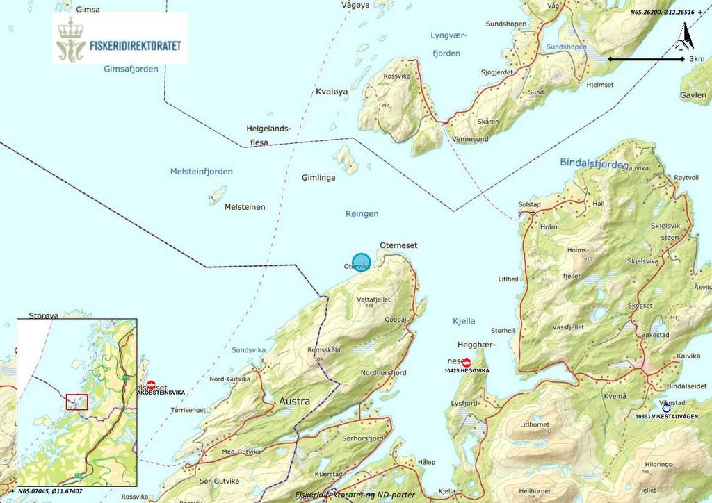 2 Materiale og metode 2.1 Område og prøvestasjoner Den planlagte lokaliteten ligger i ytre del av Bindalsfjorden, sørvest for, nær munningen av fjorden (figur 2.1.1).