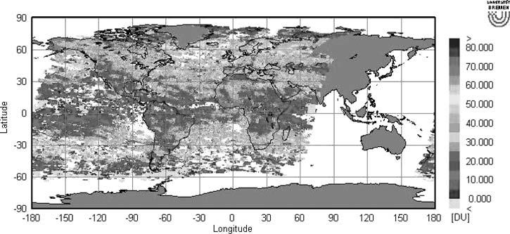 B. SIERK ET AL. Figure 7. Tropospheric VCD for ozone from SCIAMACHY measurements in August 2003.