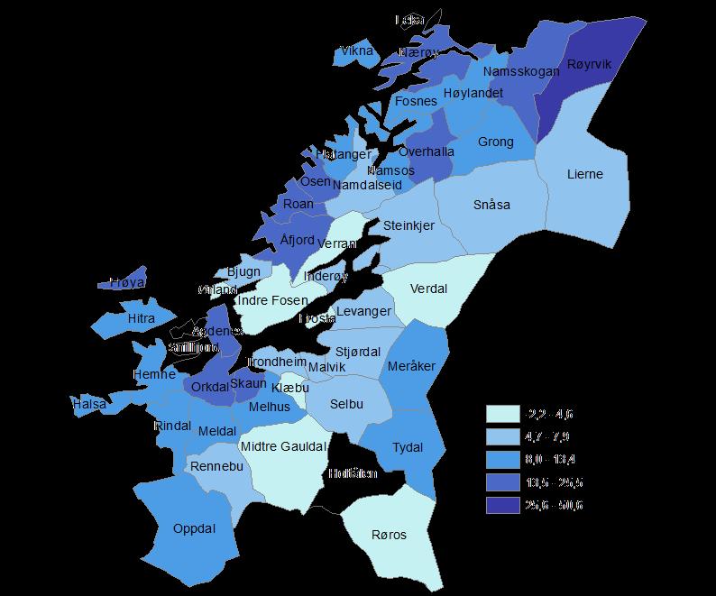 Fri egenkapital 12,0 10,0 8,0 6,0 4,0 2,0-2015 2016 2017 2018 Landet uten Oslo Trøndelag 31 kommuner styrket sin frie egenkapital (39 de