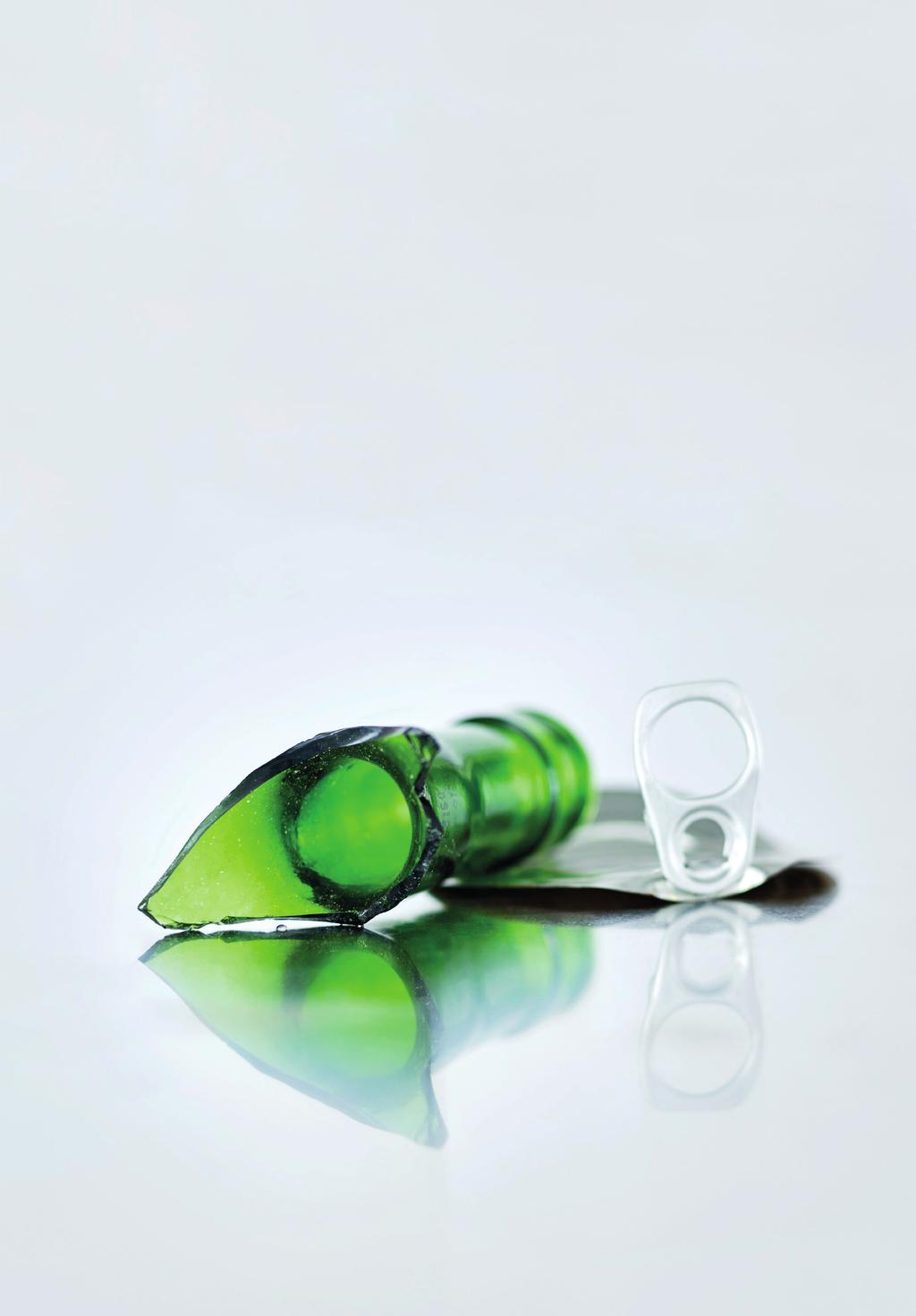 Organiske materialer Lim og plast er ofte nødvendig for at glass emballasje skal kunne brukes