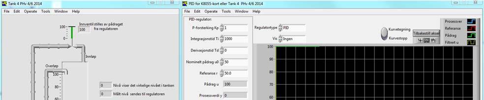 Tanken som blir simulert er også basert på tankriggen som skal brukes på labben, men den simulerte tanken har ikke samme dynamikk (tidskonstanter etc.) som tanken på labben.