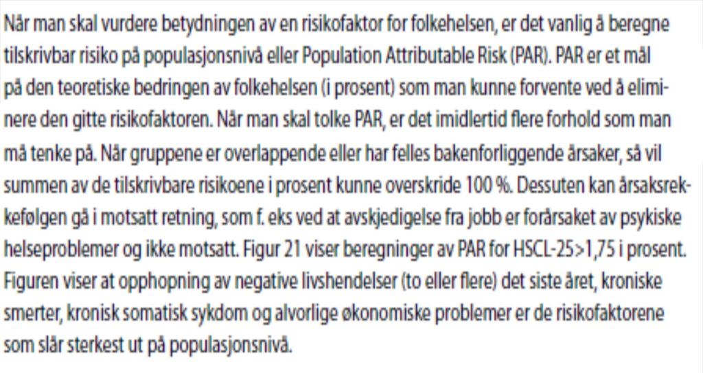 Tilskrivbar risiko på befolkningsnivå for HSCL-25 > 1,75