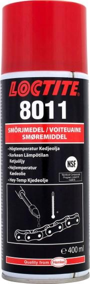 LOCTITE 8011-Kjedeoljespray-opptil 250C LOCTITE 8040-Smøremiddel-sjokkfrysing LOCTITE LB 8011 Gul kjedeoljespray for temperaturer opptil +250 ºC der