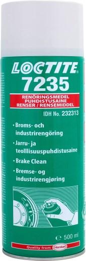 90ml 174496 LOCTITE 7235 er et løsemiddelbasert produkt utviklet for å fjerne smuss, olje, fett, bremseveske og bremsestøv fra bremsekaliper, tromler, skiver,