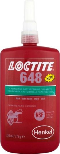 LOCTITE 648 Fastholdingsmasse - kraftig LOCTITE 275 høy styrke store gjenger LOCTITE 648 Fastholdingsmasse - kraftig. Høy temperaturbestandighet.