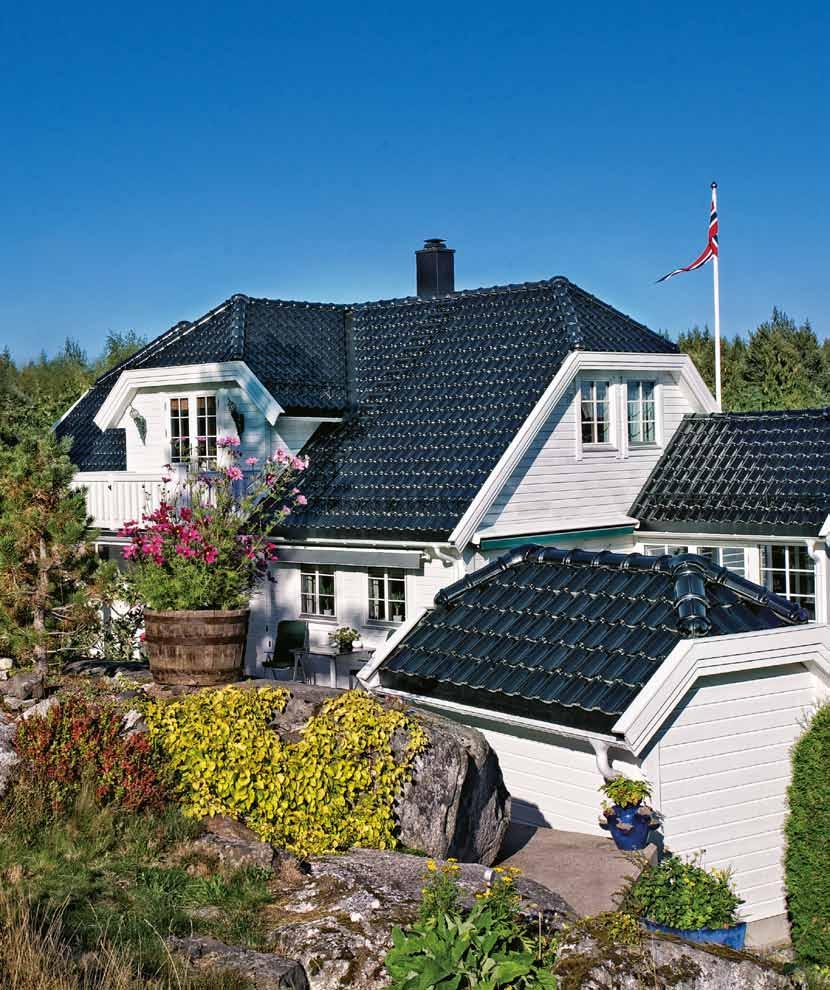 GLASERT TEGL Ønsker du et tak som ser like nytt og flott ut om 75 år? Da skal du velge glasert tegl. Gir taket et eksklusivt utseende som holder seg uforandret.