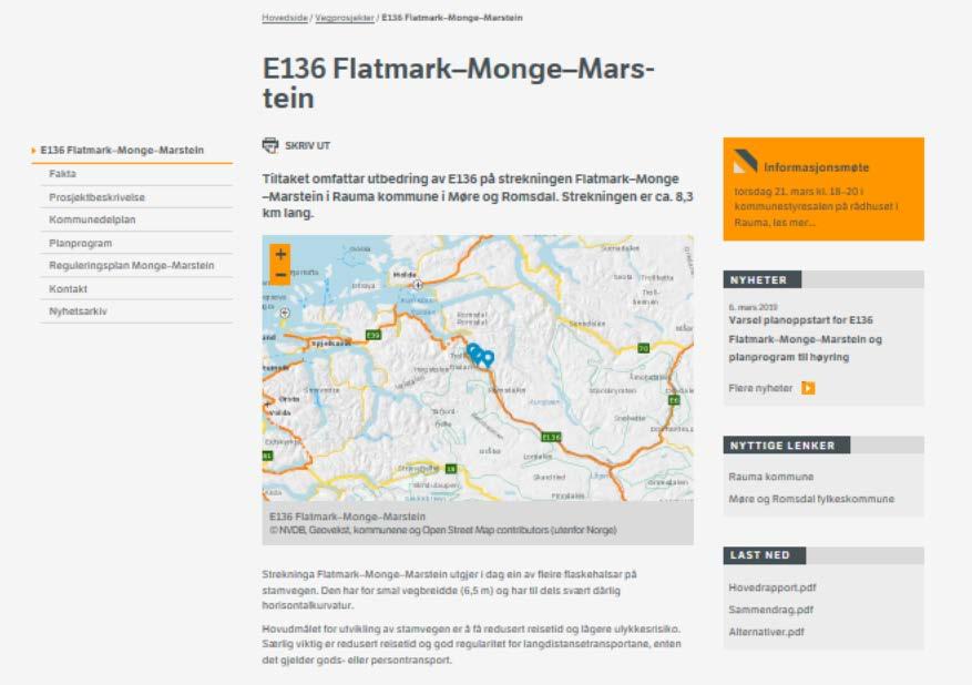 E136 Flatmark-Marstein - reguleringsplan Nettside Presentasjonar frå dagens møte blir