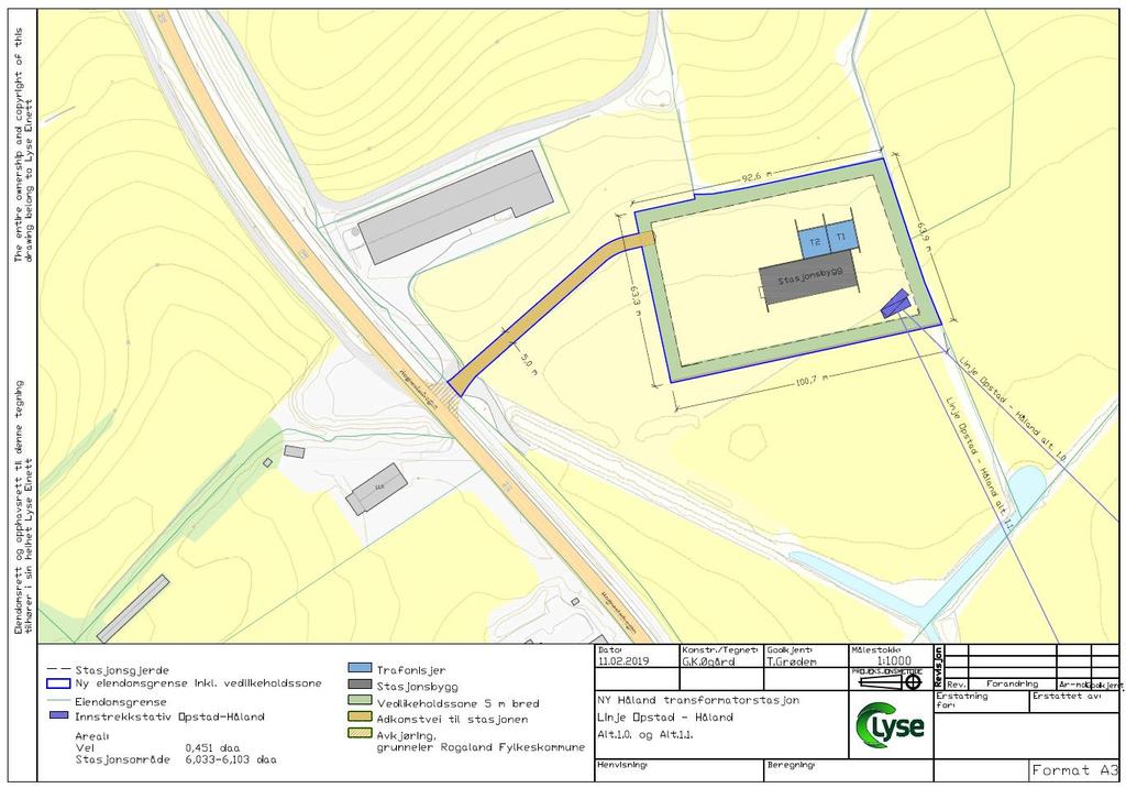 Figur 4.11. Ny Håland transformatorstasjon, situasjonsplan. 4.5.