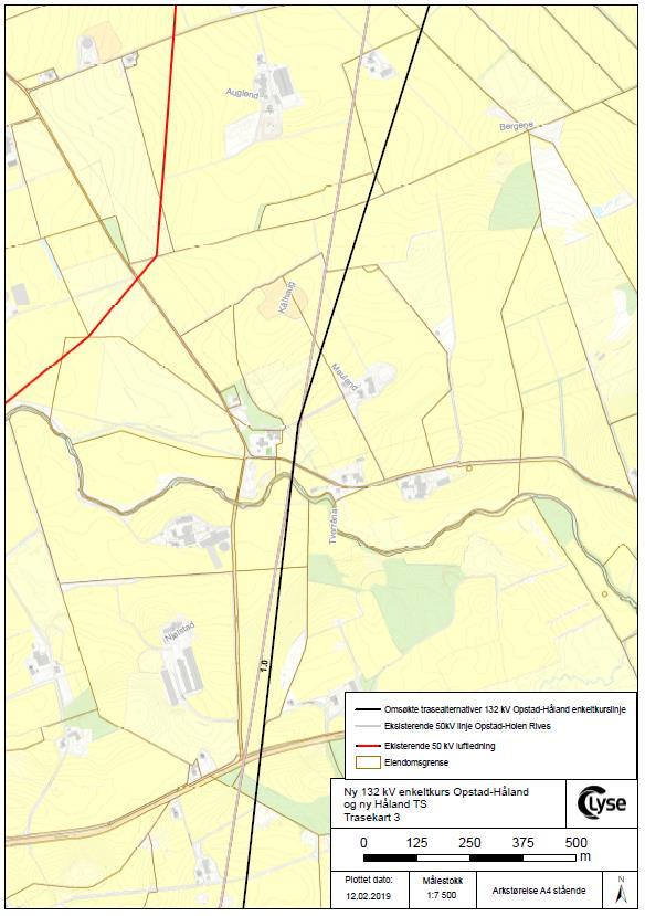 Vedlegg 4: Trasekart ny 132 kv forbindelse Opstad