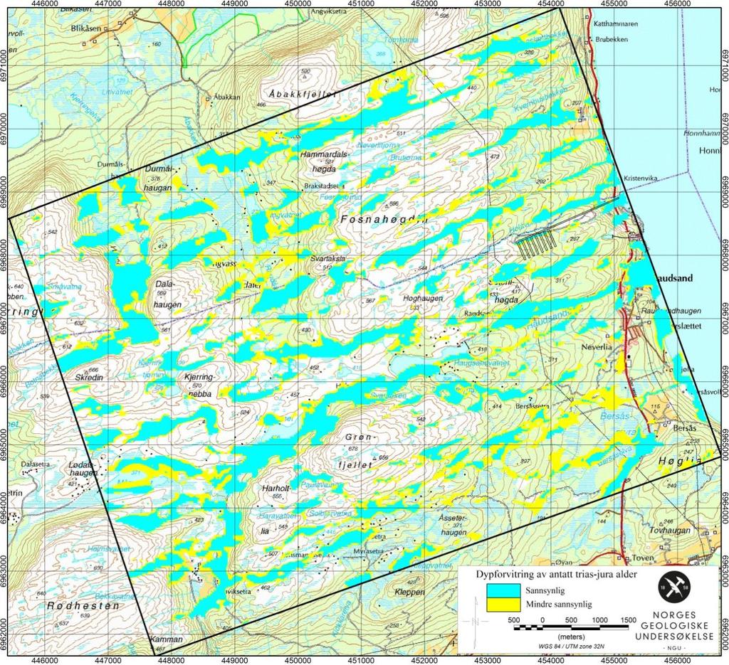 3.2 Mulig dypforvitret fjell En metode for påvisning av mulig dypforvitret fjell er utviklet av NGU (Olesen et al. 2007).