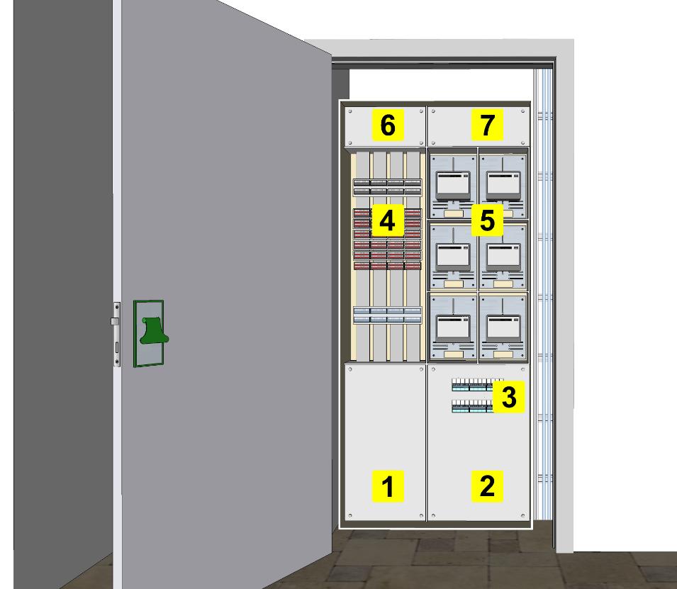 RENblad 4100 Versjon: 4.0 Side 79 av 95 Generelle regler: Figur 96 - RT11194 - Etasjefordeler i boligblokk - prinsippskisse Plass til ekom sone: Det skal settes av minimumsbredde på 60cm.