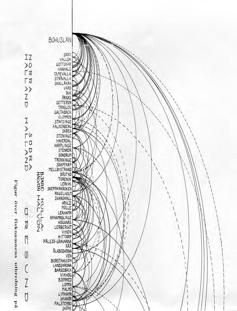 120 Lars-Erik Edlund Karta 2. Innovativ och uppmärksammad är David Kornhalls karta (1968) över utbredningen av de sydsvenska fiskbeteckningarna.