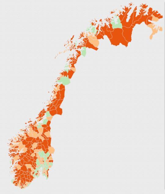 DET MESTE AV NORGE ER DISTRIKT Kommuner i Norge Færre enn 5 000 innbyggere Færre enn 15 000 innbyggere Mer enn 15