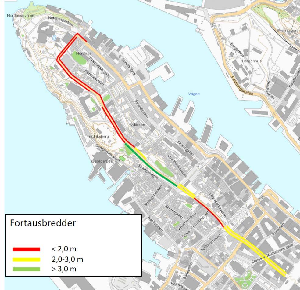 På grønt strekk kan man separere og fortsatt ha to kjørefelt.