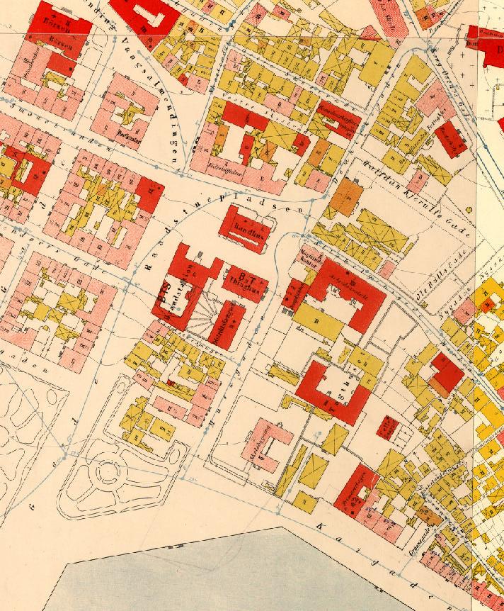 N Rådhuskvartalet: Kulturminnegrunnlag Generalkart 1880 Kart 3 Kilde: Generalkart 1879-80. Georeferert av oppmålingsavdelingen, MBU, Bergen kommune.