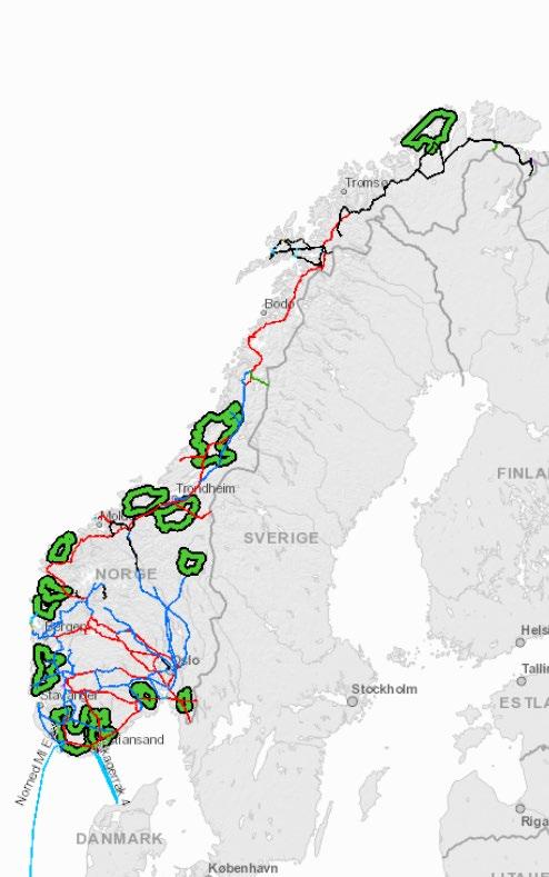 Vennesla til Fyrrevatnet Grenseområdene mellom Buskerud, Telemark og Vestfold Østfold, mellom Halden og Mysen