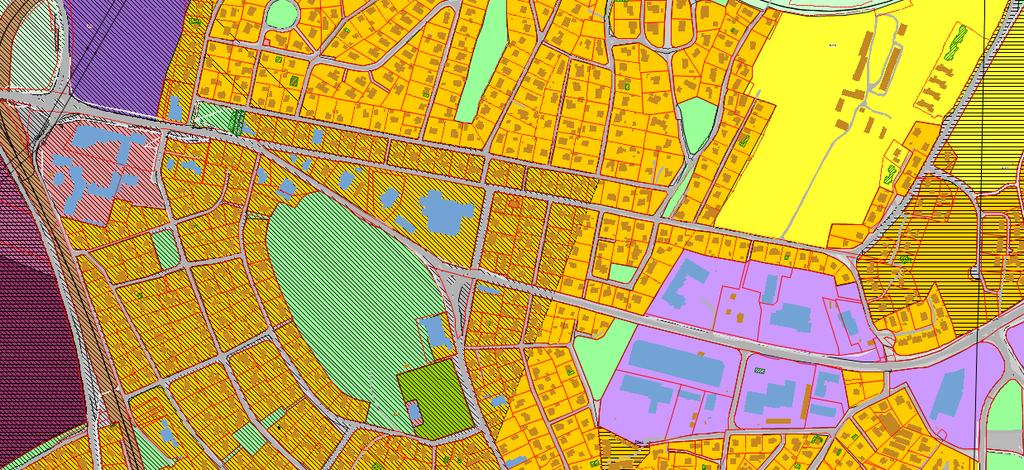 Figur 5: Utklipp som viser formål og hensynssoner i kommuneplanens arealdel for området Hafslund-Borgen. Grått veg, parkering, rosa off./priv.