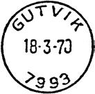 GUTVIK Innsendt 20.12.1939 Registrert brukt fra 21 XII 11 HLO til 30 III 39 AA Stempel nr. D1 Type: DN Utsendt?? POSTVERKET Litra A 7993 GUTVIK Innsendt?