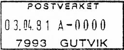 ? Registrert brukt fra 20-2-40 AA til -8-4-68 TK Stempel nr. 3 Type: I22N Fra gravør 18.03.1970 GUTVIK Innsendt?