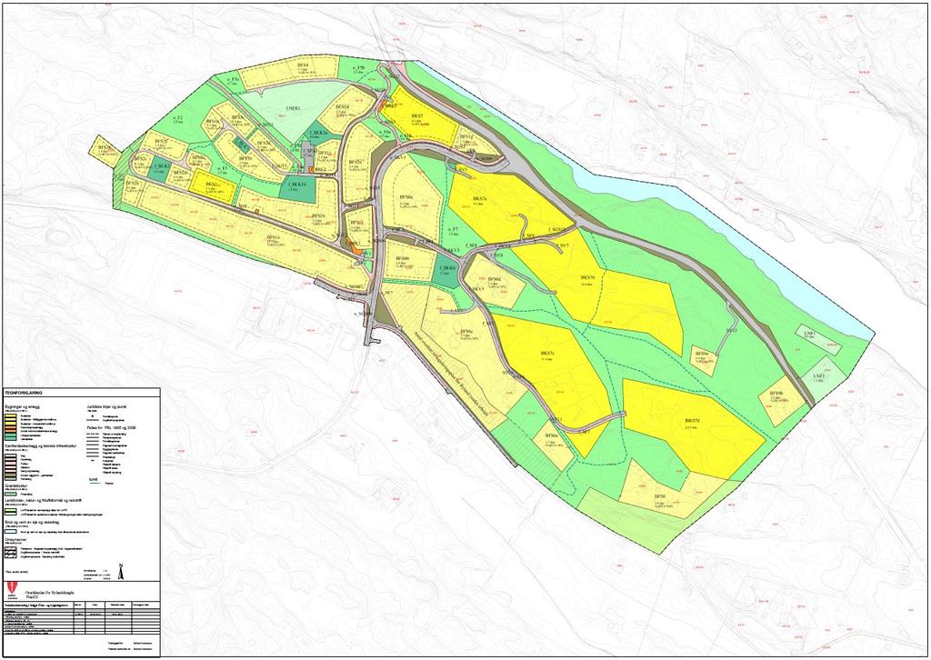 Figur 1: Reguleringsplankart datert 29.01.2019 Planframlegget legg opp til mindre nabolag/ bustadfelt i grøne omgjevnadar.