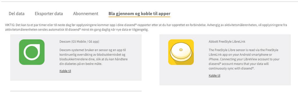 knappen Koble til app.