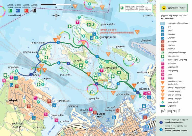 KAP. 7 INFORMASJONSTAVLER OG TURKORT Symbolbeskrivelse Båttrafikk: Brukes der det er mer en vanlig båttrafikk, gjerne forbundet med uoversiktlige forhold, stor fart osv.