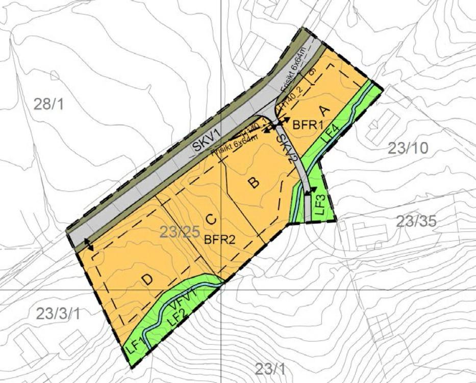 Sak 73/18 AREALUTNYTTELSE Det foreslås at hver tomt kan bebygges med tre bygninger; fritidsbolig, anneks og uthus. Det foreslås en utnyttelse på 160 m 2 BYA for bygningsmassen.