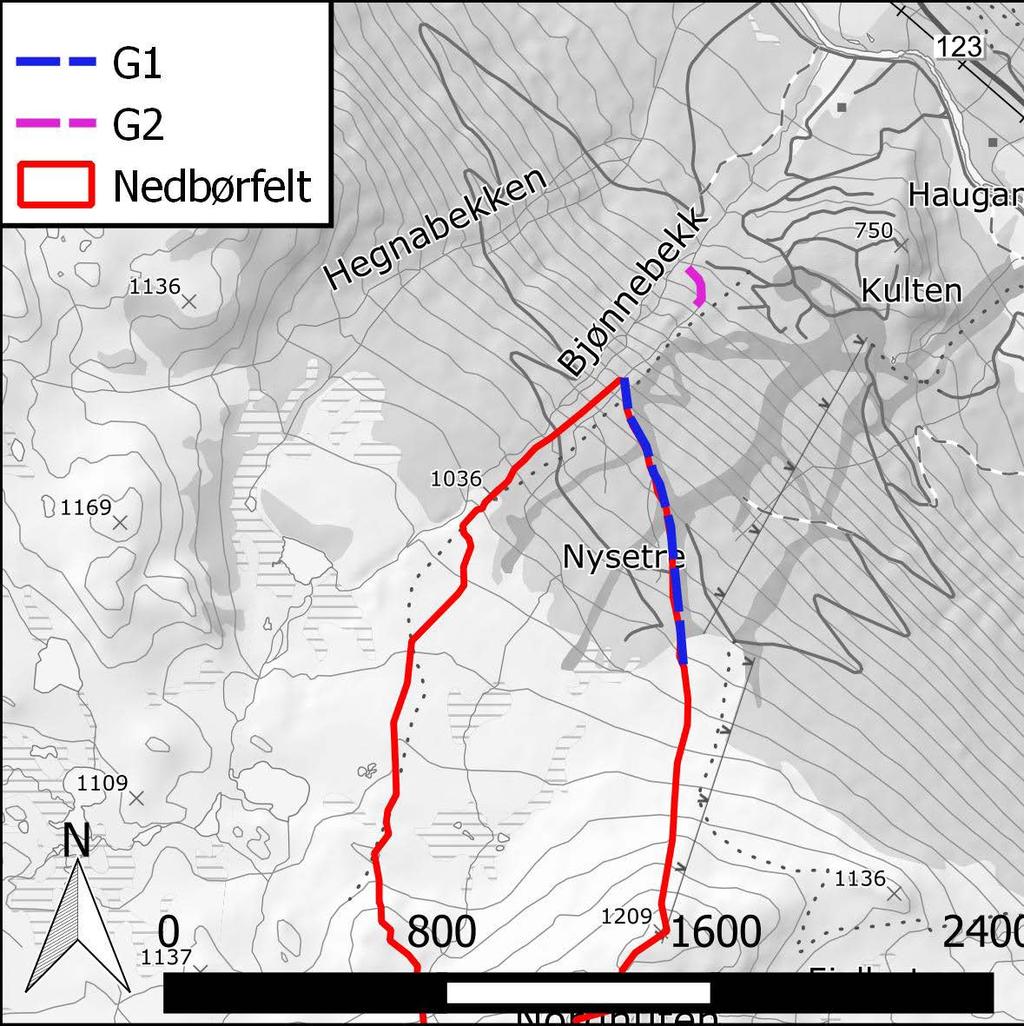 Dagens situasjon Skredfare Sørpeskred + flomskred + flom langs Bjørnebekk For slakt til snøskred Jordskred Flomfare Små, bratte bekker Snø +