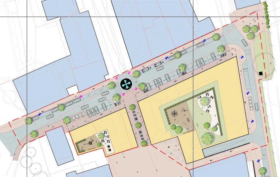 sykkelparkeringsplasser. Illustrasjonsplan for alternativ 1 viser mulighet for inntil 39 parkeringsplasser (3 HC-plasser) i Nordgata.
