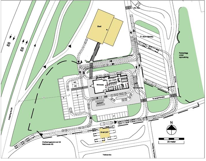 Økningen i trafikken vil i hovedsak finne sted inne på planområdet. Kun en svært liten andel av mertrafikken vil belaste trafikksystemet utover avkjøringen fra E6.