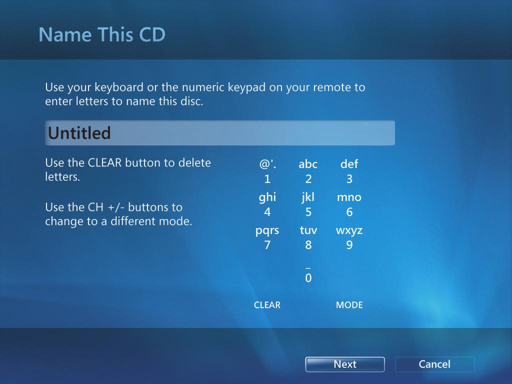 Kopiere musikkfiler til CD i Musikk Slik kopierer du musikkfiler til en CD: 1 Trykk på startknappen for Windows Media Center på fjernkontrollen, eller klikk med musen på Start-knappen i Windows på