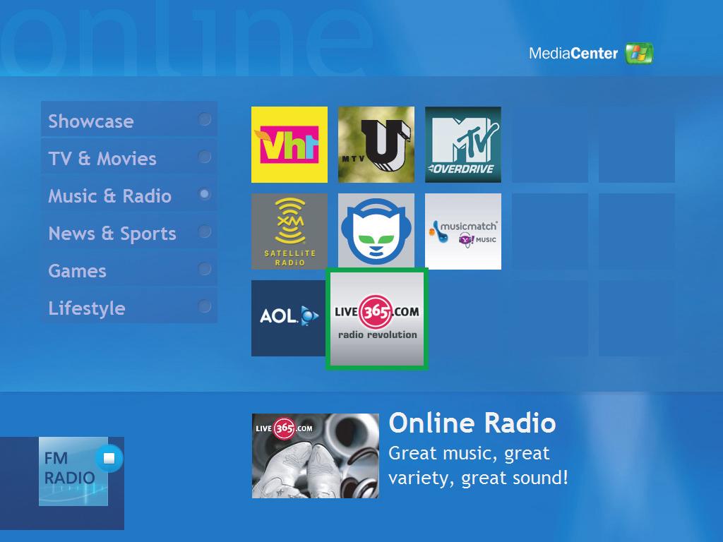3 Klikk på Musikk og radio. En del radiostasjoner på Internett vises i en liste. Du kan fritt velge hvilke radiostasjoner på Internett du vil abonnere på.