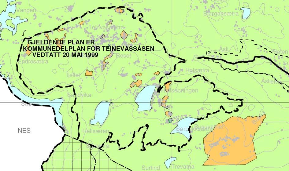 Figur 1-15: Utsnitt fra kommuneplan der kommunedelplan skal videreføres uendret. Arealbruk i kommunedelplanen er vist på generalisert/aggregert nivå.